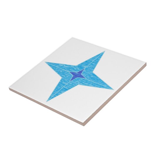 Blauwe ster tegeltje (Zijkant)
