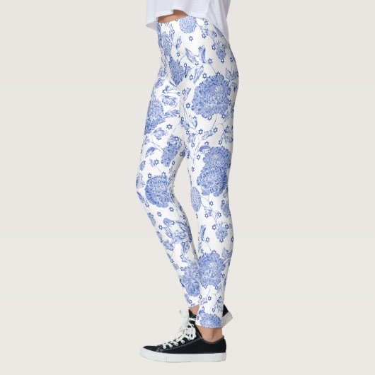 Blauwe ster van David Blue White Floral Toile Whit Leggings (Links)