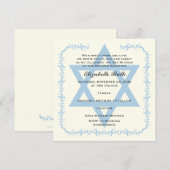 Blauwe Ster van David Damask Bat Mitswa uitnodigin Kaart (Voorkant / Achterkant)