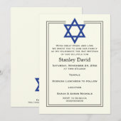 Blauwe Ster van David dubbele rand Bar Mitzvah Kaart (Voorkant / Achterkant)