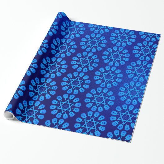 Blauwe ster van David Hanukkah Cadeaupapier (Uitgerold)