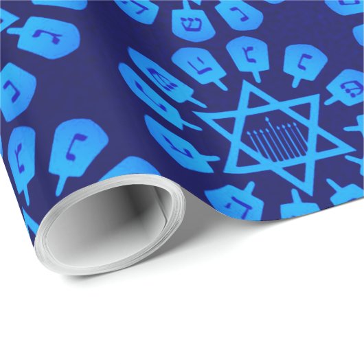 Blauwe ster van David Hanukkah Cadeaupapier (Rol Hoek)