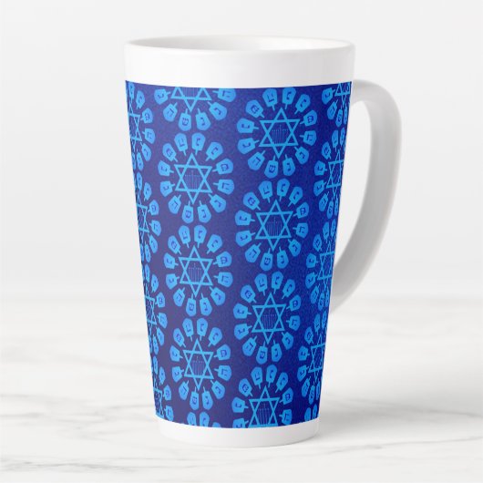Blauwe ster van David Hanukkah Latte Mok (Rechterhoek)