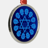 Blauwe ster van David Hanukkah Metalen Ornament (Rechts)