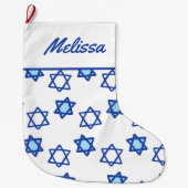 Blauwe ster van David Hanukkah Stocking Grote Kerstsok (Voorkant)