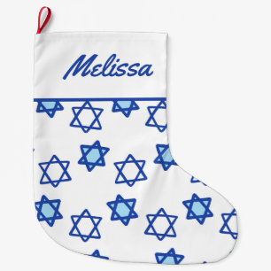 Blauwe ster van David Hanukkah Stocking Grote Kerstsok