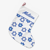 Blauwe ster van David Hanukkah Stocking Grote Kerstsok (Voorkant (Hangend))