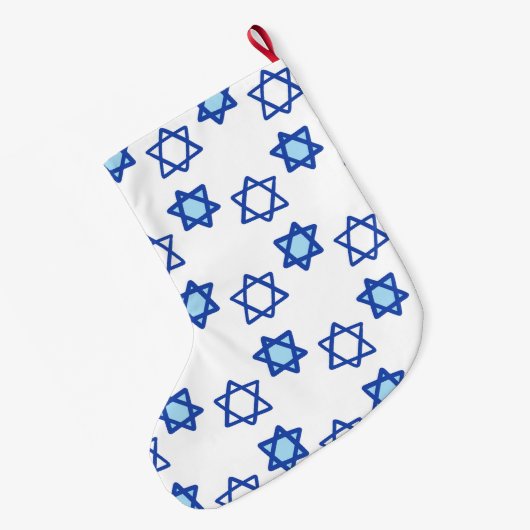Blauwe ster van David Hanukkah Stocking Grote Kerstsok (Achterkant (Hangend))
