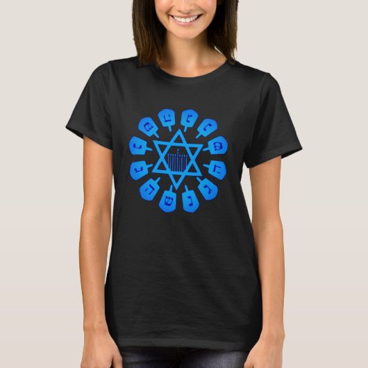 Blauwe ster van David Hanukkah T-shirt (Voorkant)