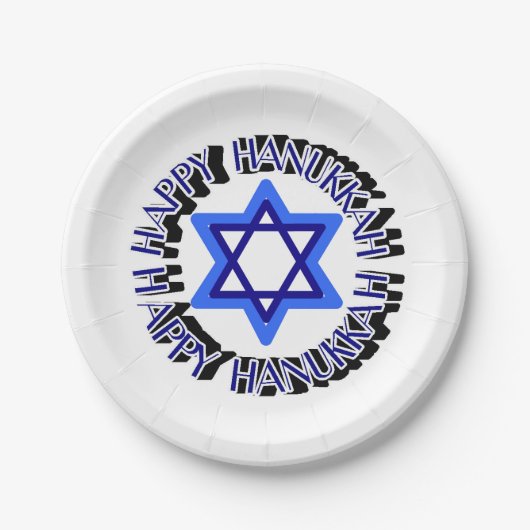 Blauwe ster van David Happy Hanukkah Chanoekah Jew Papieren Bordje (Voorkant)