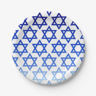 Blauwe ster van David Happy Hanukkah Jewish Holida Papieren Bordje