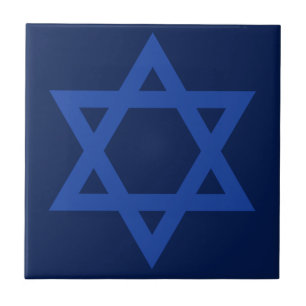 Blauwe ster van David Navy Blue Ceramic Tile Tegeltje
