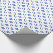 Blauwe Ster van David op Wit Cadeaupapier (Hoek)