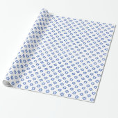 Blauwe Ster van David op Wit Cadeaupapier (Uitgerold)