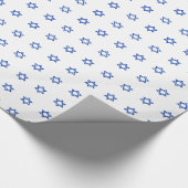 Blauwe Ster van David op Wit Cadeaupapier (Hoek)