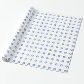 Blauwe Ster van David op Wit Cadeaupapier (Uitgerold)