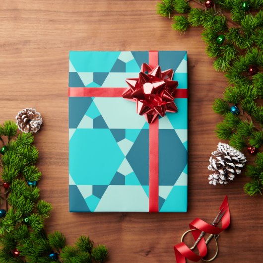Blauwe ster van David Optical Illusion Pattern Cadeaupapier (Feestdagen Geschenken)