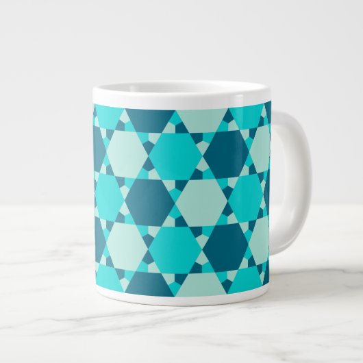 Blauwe ster van David Optical Illusion Pattern Grote Koffiekop (Voorkant rechts)
