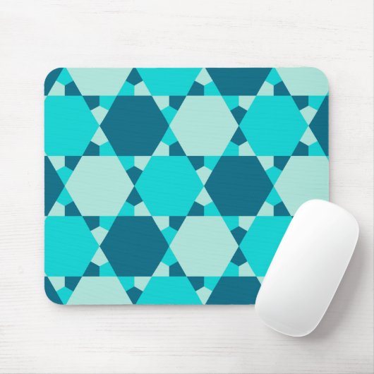 Blauwe ster van David Optical Illusion Pattern Muismat (Met muis)