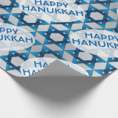 Blauwe ster van David Pattern / Happy Hanukkah Cadeaupapier (Hoek)