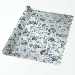 Blauwe ster van David Silver Green Floral Toile Cadeaupapier