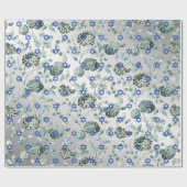 Blauwe ster van David Silver Green Floral Toile Cadeaupapier (Vlak)
