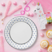 Blauwe ster van David Silver Ring Trim Papieren Bordje (Feest)