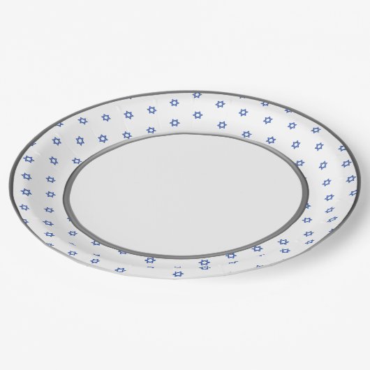 Blauwe ster van David Silver Ring Trim Papieren Bordje (Gekanteld)