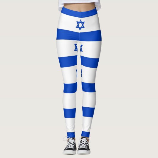 " blauwe ster " van de witte streepjesmolen van da leggings (Voorkant)