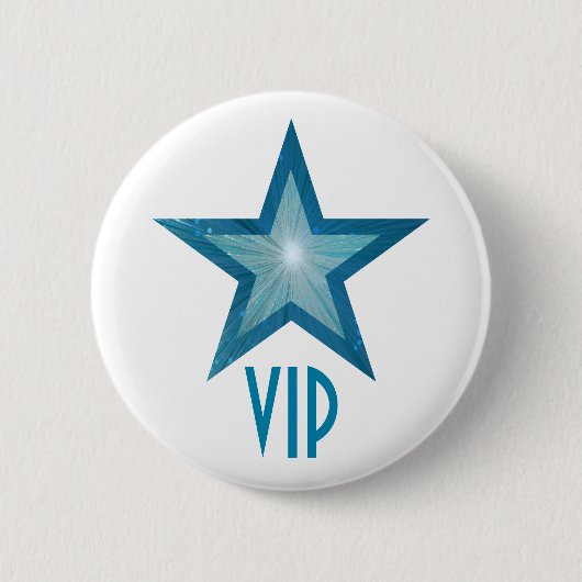 Blauwe ster 'VIP' knop wit Ronde Button 5,7 Cm (Voorkant)