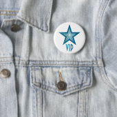 Blauwe ster 'VIP' knop wit Ronde Button 5,7 Cm (In situ)