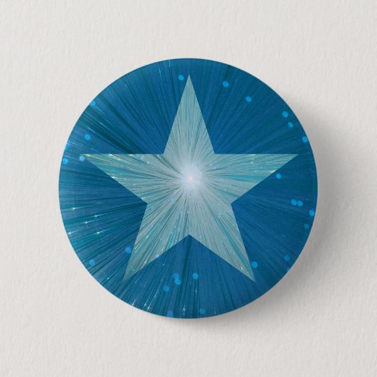 Blauwe sterknop ronde button 5,7 cm (Voorkant)