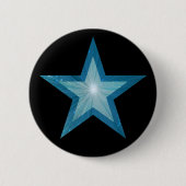 Blauwe sterknop zwart ronde button 5,7 cm (Voorkant)