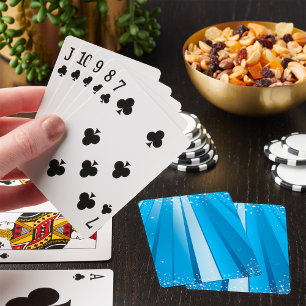 Blauwe Sterontploffing Glans met Lichtstralen Pokerkaarten
