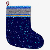 Blauwe sterren 2 grote kerstsok (Voorkant)