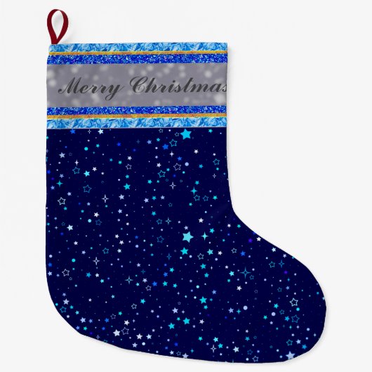 Blauwe sterren 2 grote kerstsok (Voorkant)