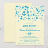 Blauwe sterren Baby shower Kaart (Voorkant / Achterkant)