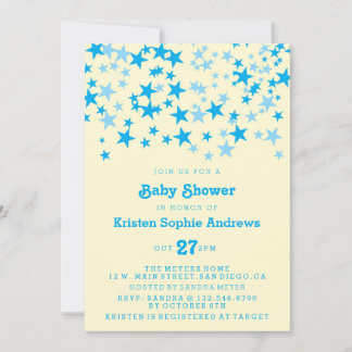 Blauwe sterren Baby shower Kaart