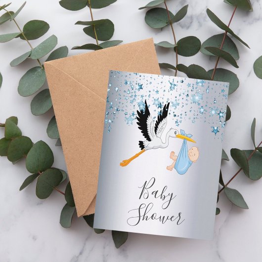 Blauwe sterren baby's briefkaart