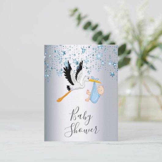 Blauwe sterren baby's briefkaart (Staand voorkant)