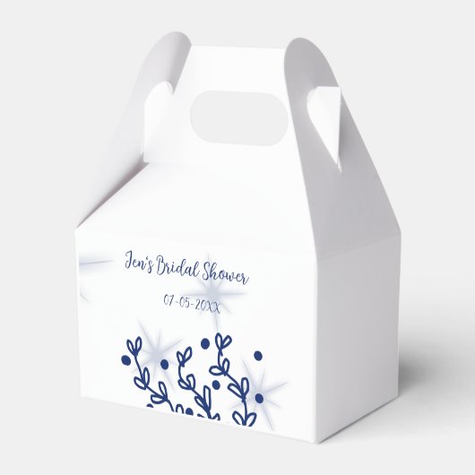 Blauwe sterren bladeren royale luxe bruidsdouche  bedankdoosjes (Voorkant Zijde)