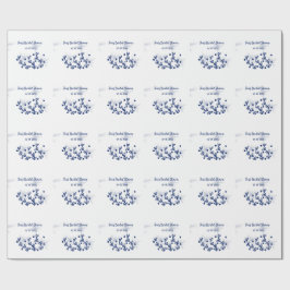 Blauwe sterren bladeren royale luxe bruidsdouche  cadeaupapier