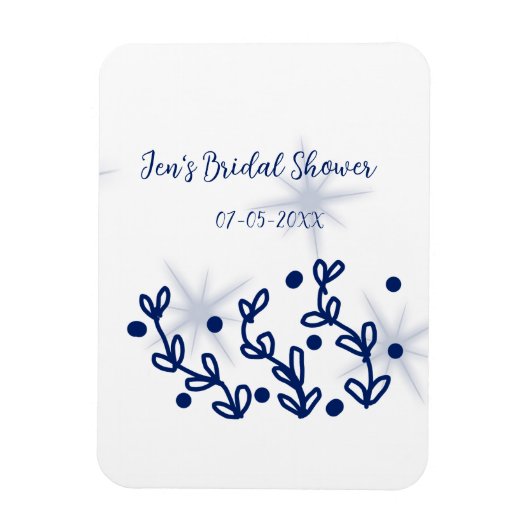 Blauwe sterren bladeren royale luxe bruidsdouche  magneet (Verticaal)