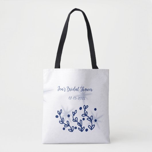 Blauwe sterren bladeren royale luxe bruidsdouche  tote bag (Voorkant)