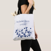 Blauwe sterren bladeren royale luxe bruidsdouche  tote bag (Dichtbij)