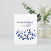 Blauwe sterren bladeren royale luxe bruidsfeest  briefkaart (Staand voorkant)