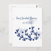 Blauwe sterren bladeren royale luxe bruidsfeest  briefkaart (Voorkant / Achterkant)