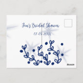 Blauwe sterren bladeren royale luxe bruidsfeest  briefkaart (Achterkant)