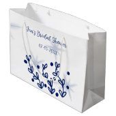 Blauwe sterren bladeren royale luxe bruidsfeest  groot cadeauzakje (Achterkant Gekanteld)