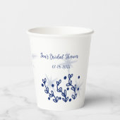 Blauwe sterren bladeren royale luxe bruidsfeest papieren bekers (Achterkant)